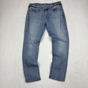 True Religion Boyfriend Light Wash Blue Denim Jeans Size 27 Mens